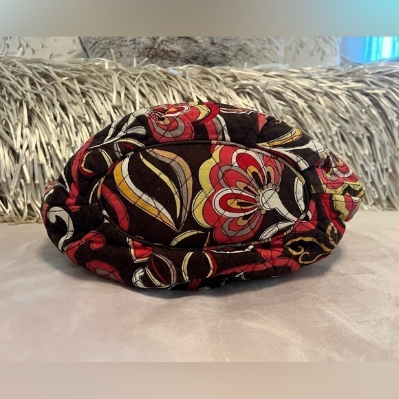 Issues VERA BRADLEY Morgan Shoulder Bag 2 Handle Brown Pink Floral Zip Closure - Picture 8 of 10